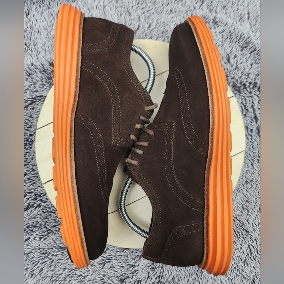 Cole Haan LunarGrand Brown Orange Suede Wingtip Oxford Dress Shoes Men’s 9.5 - Picture 6 of 9